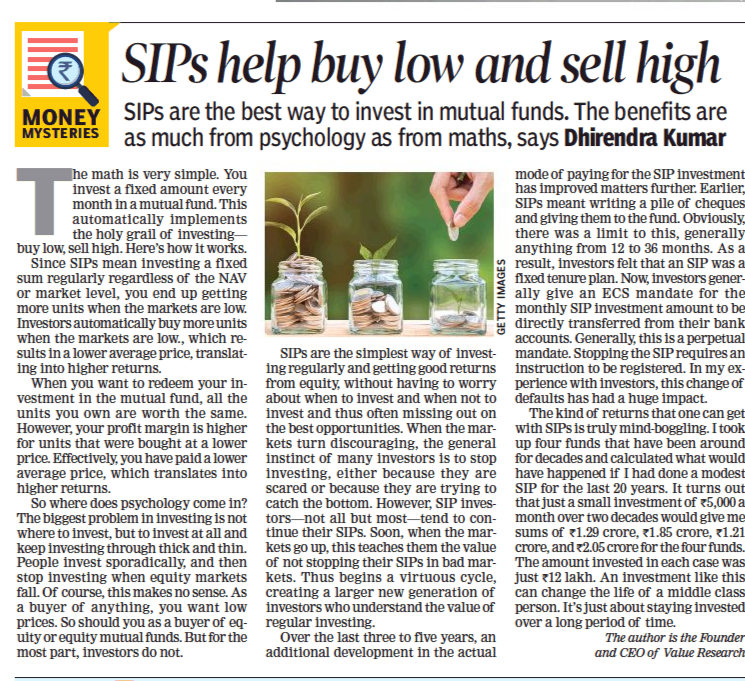 Mutual Funds - SIPs Help Buy Low And Sell High