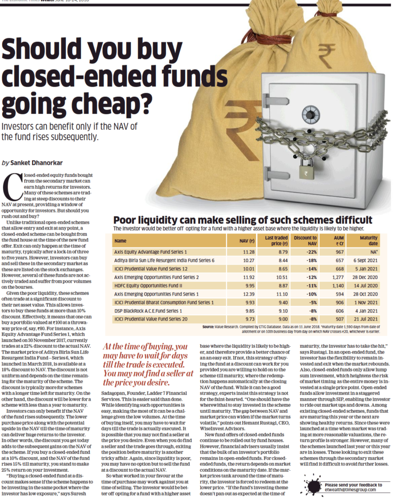 Mutual Funds - Should You Buy Closed Ended Funds Going Cheap